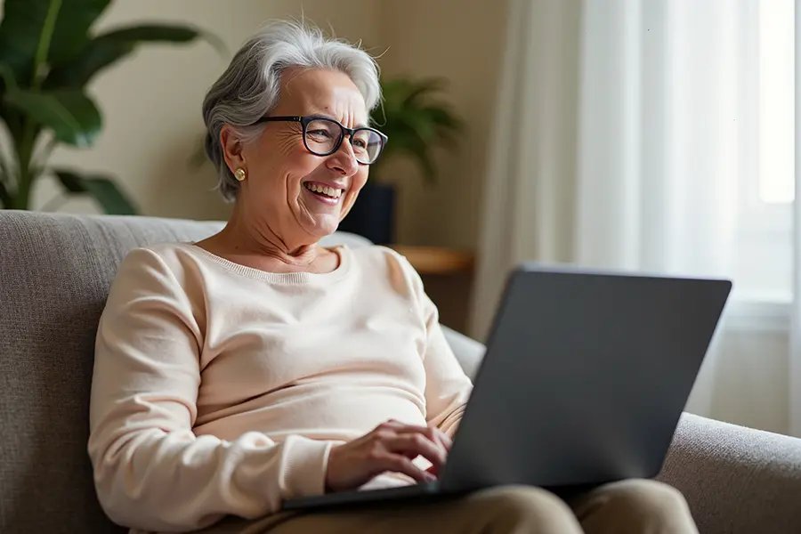 elderly woman on laptop